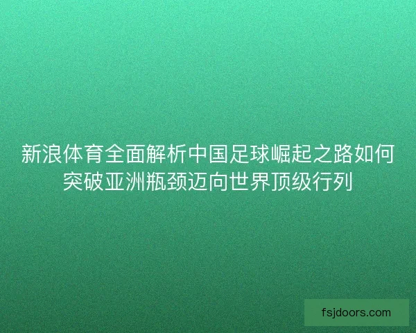 新浪体育全面解析中国足球崛起之路如何突破亚洲瓶颈迈向世界顶级行列
