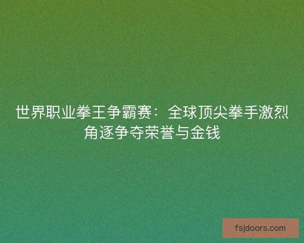 世界职业拳王争霸赛：全球顶尖拳手激烈角逐争夺荣誉与金钱