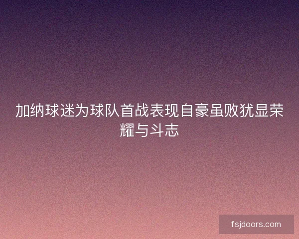 加纳球迷为球队首战表现自豪虽败犹显荣耀与斗志