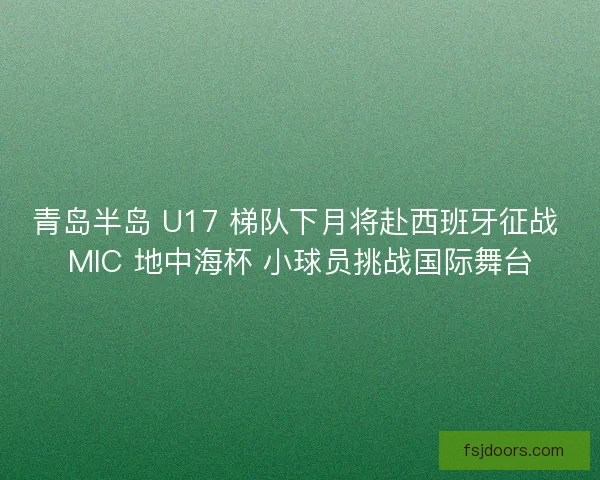 青岛半岛 U17 梯队下月将赴西班牙征战 MIC 地中海杯 小球员挑战国际舞台