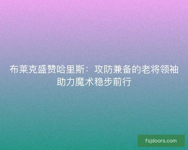 布莱克盛赞哈里斯：攻防兼备的老将领袖助力魔术稳步前行